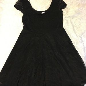 Adorable Black H&M Lace Skater Dress Size 10